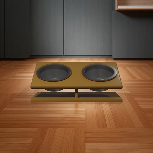 Porta ciotole inclinato in legno – doppio