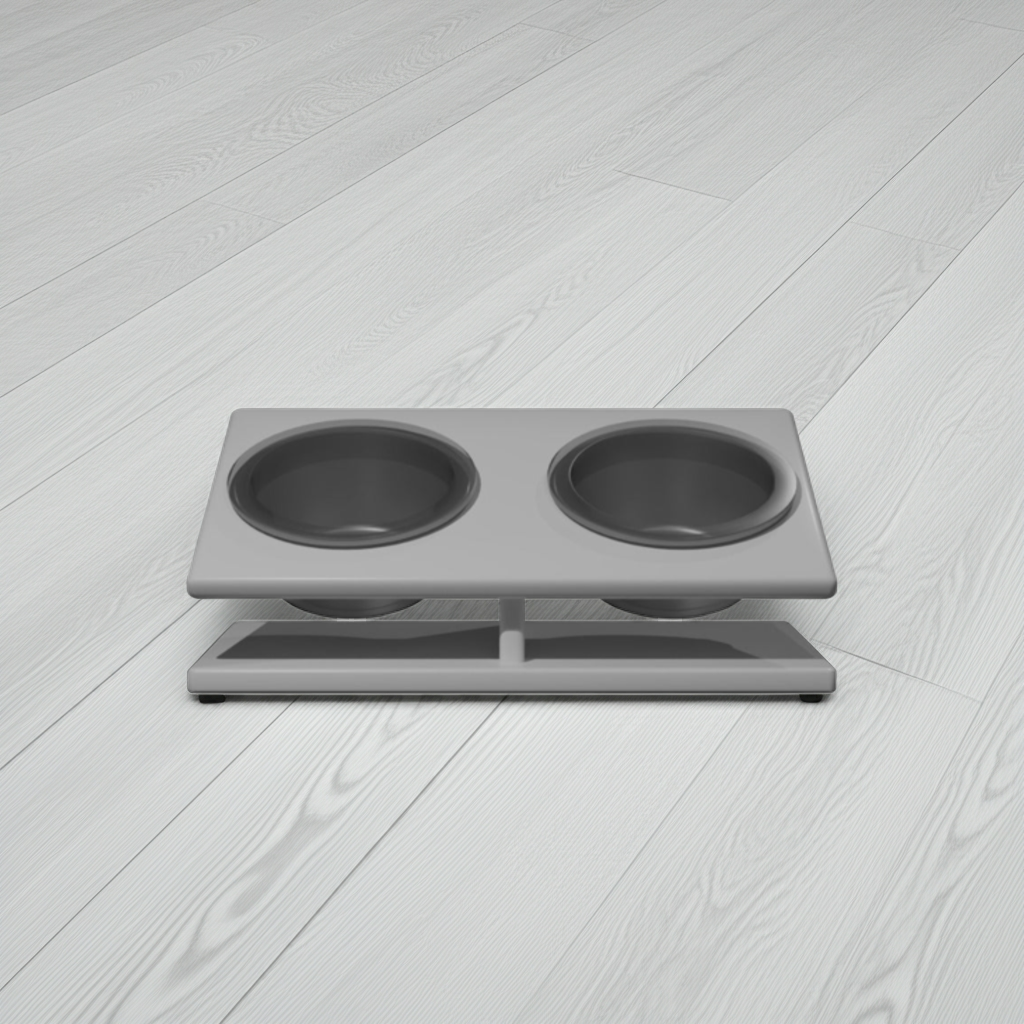 Porta ciotole inclinato in legno – doppio