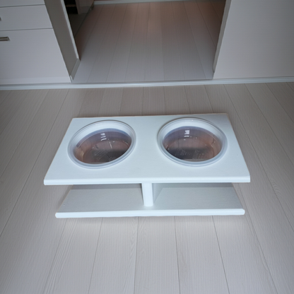 Porta ciotole inclinato in legno – doppio