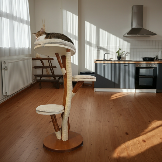 Tiragraffi in tronco di faggio con cuscini panna – Eleganza e robustezza artigianale