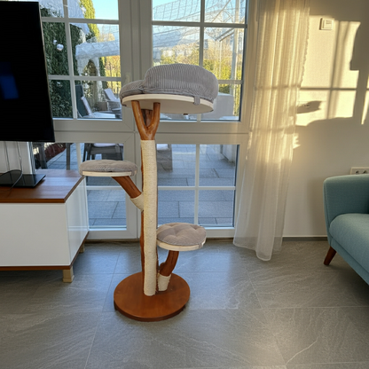 Tiragraffi in tronco di faggio con cuscini grigi – Design naturale e massima stabilità