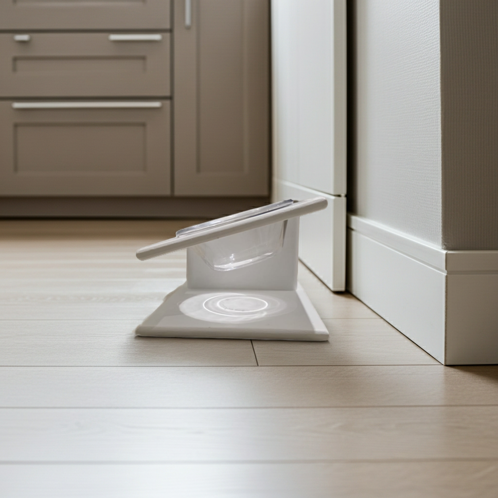 Porta ciotole inclinato in legno – triplo