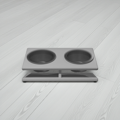 Porta ciotole inclinato in legno – doppio