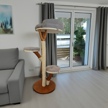 Tiragraffi in tronco di faggio con cuscini grigi – Design naturale e massima stabilità